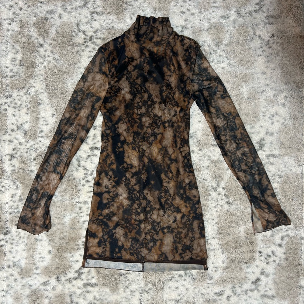 Chic Black and Brown Long Sleeve Dress